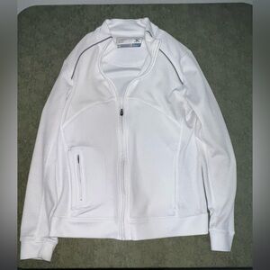 New, white full zip, cutter and buck